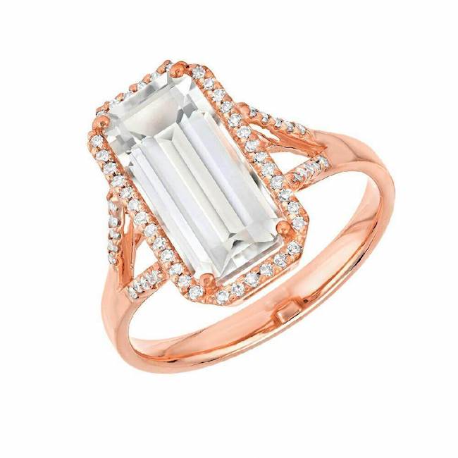 Checkerboard White Topaz and Diamond Ring Product Review